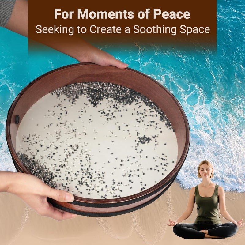 Aemrovi 16 Inch Professional Ocean Wave Drum - Goatskin Drum with Steel Beads, Natural Sound Instrument for Meditation Relaxation Yoga, Includes Carry Bag(16in) - Image 5